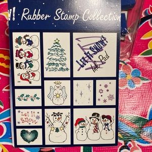 Set of 10 foam mounted snow themed rubber stamps